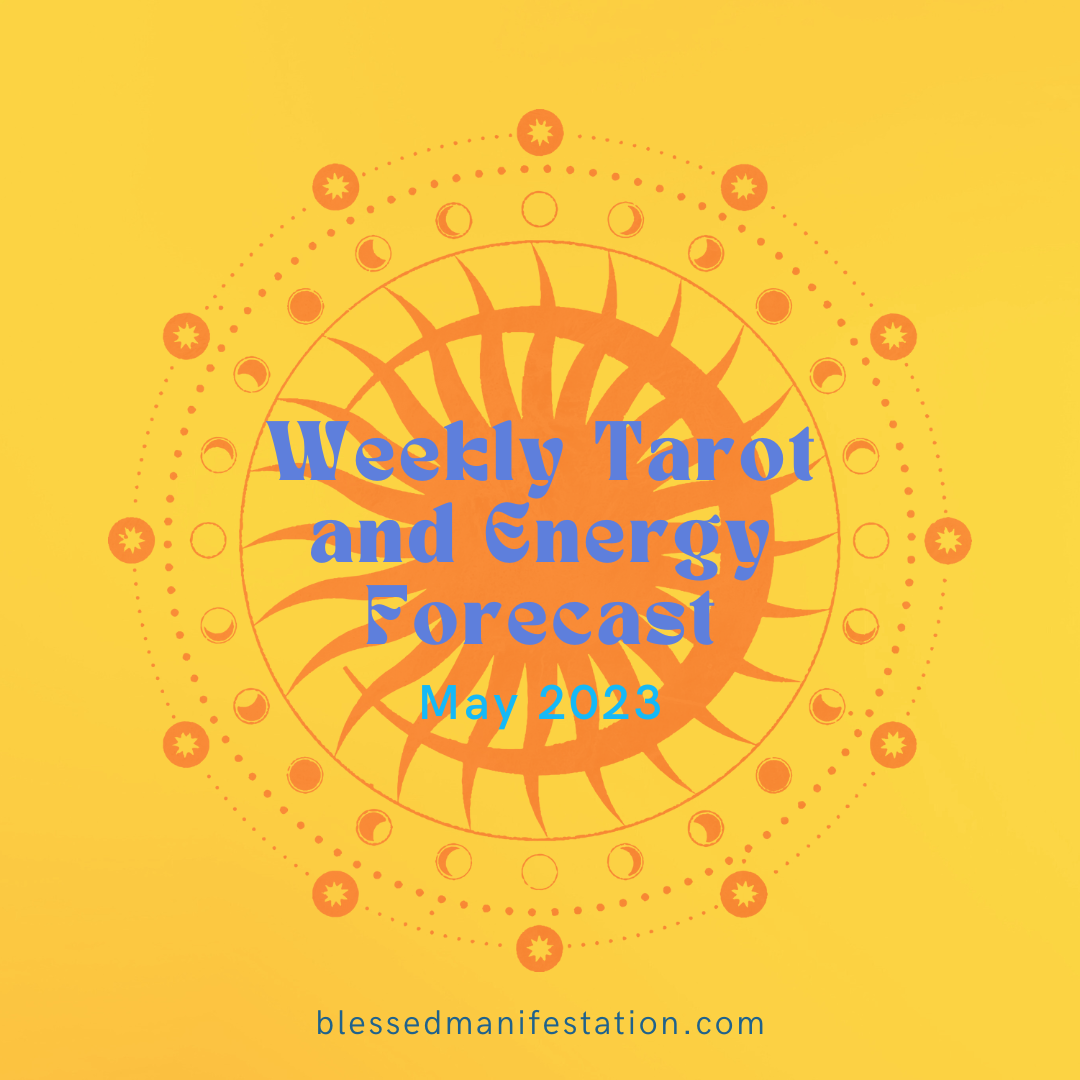 Tarot and Energy Forecast blog post image - light orange gradient background. Text