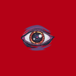 Card 44 from the Manifestor Oracle, called "The Awareness" red background with a depiction of an eye in the middle