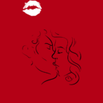 Card 24 of the "Manifestor Oracle" depicting an illustration of a man and woman kissing in black outline, with a white kiss print above them. The words "The Pleasure" are written in white font below. Everything is in a dark red background.