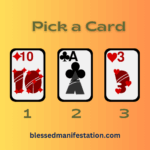 September harvest pick a card reading; red ten of diamonds card, black ace of wands card, and red three of hearts card