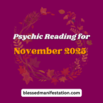 The words "Psychic Reading for November 2025" against a magenta background. An Autumn wreath depicted at the center.