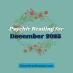 The words "Psychic Reading for December 2025" against a light green background. A Christmas wreath depicted at the center.